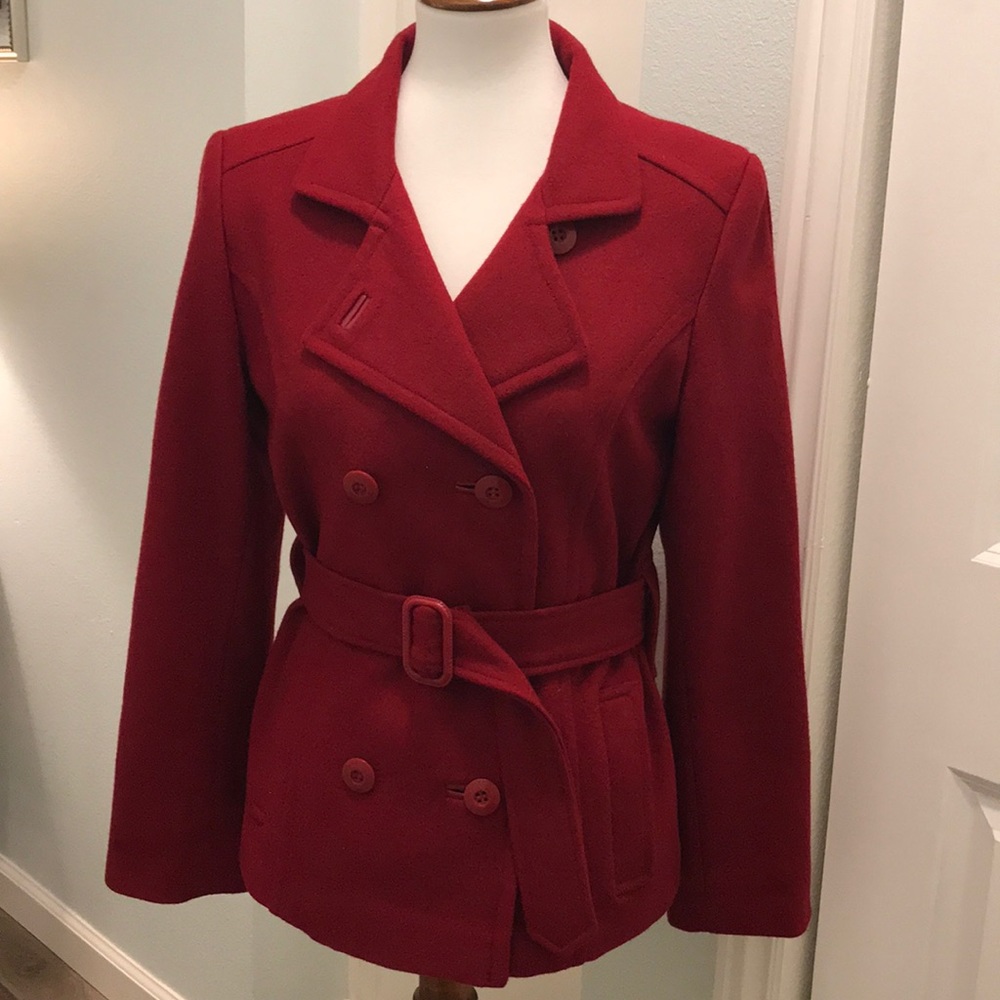 💕🔥QUICK SALE!🔥 GIACCA RED WOOL BELTED PEACOAT